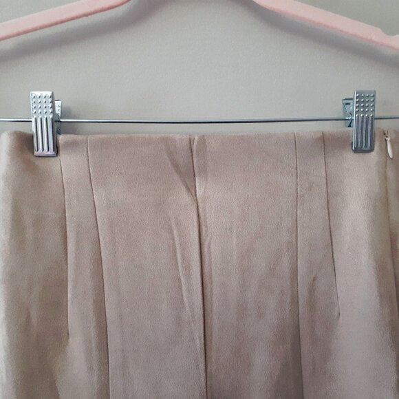 NWT Zara camel light brown faux suede high rise leggings w/ zipper accents, XS - Picture 10 of 12